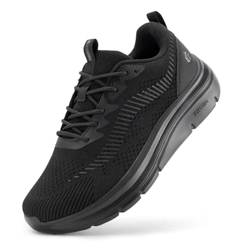 FitVille Mens Wide Fit Running Walking Shoes V20, Jet Black, 10 X-Wide