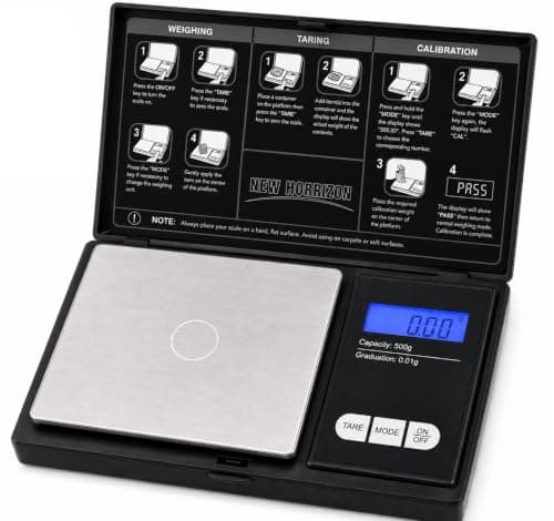 New Horrizon Digital Scales, Kitchen Scales Digital, Pocket Scales, 0.01g x 500g, Food Scale LCD Display, Jewellery Scales Weighing Scales Kitchen