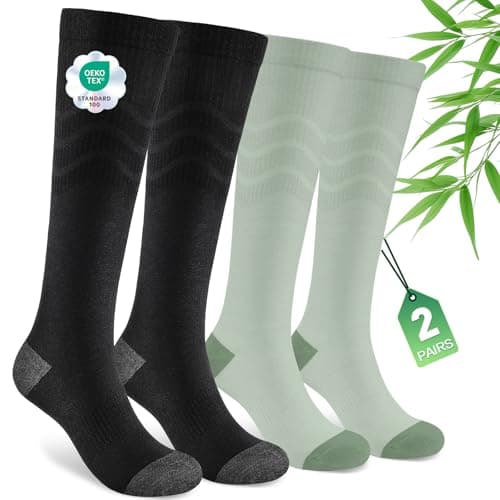 SukModen Bamboo Compression Socks for Women & Men, 2 Pairs, 15–20mmHg