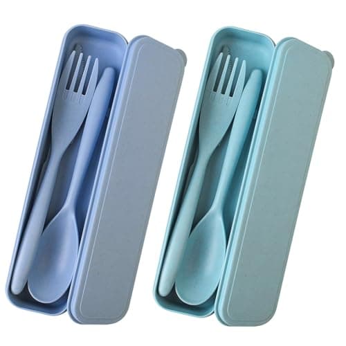 2 Sets Portable Reusable Cutlery Set with Case – Utensils for Travel, Camping, Outdoor Dining – Compact & Easy to Clean, Sustainable Dining Solution