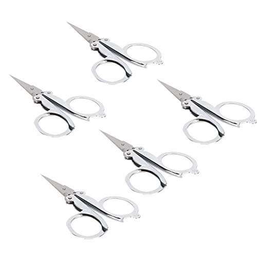 Annadue Foldable Mini Scissors 5-Pack, Portable Paper-Cutting Tool for Student Supplies, Small Fishing Accessories, Lightweight Travel Scissors with Comfortable Handle, 10.5cm Safety Blade