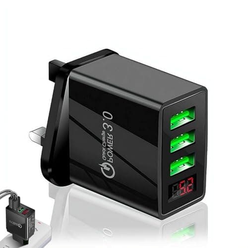 Pro Phone Charger, 4-Port Quick Charge 3.0 Hub with Temp Control & Fast Charging, Pro Charger Wall Charge for Travel & Home,Universal Compatibility for All Phones