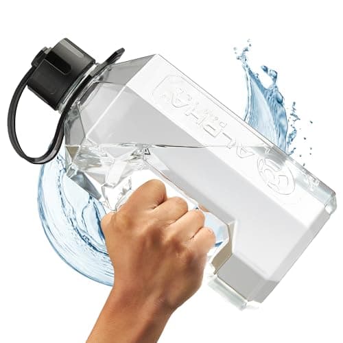 Alpha Designs 2 Litre Water Bottle 2L Large Gym Drinks Water Jug - Clear