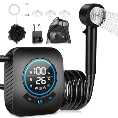 Spopal Advanced 8000mAh Portable Camping Shower for Camping Hiking(black)