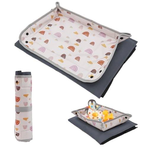 GWCYMYD Airplane Tray Table Cover, 44x30 cm Foldable Polyester Kids Travel Desk, Toddler Flight Essentials Toy Organiser for Train Journeys(Rainbows)