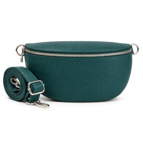 Woodland Leathers Cross Body Bag for Women Genuine Italian Leather Cross Over and Bumbags for ladies, Convertible Crossbody Sling Bag leather Belt Bag for Women with Adjustable Strap (Dark Teal)