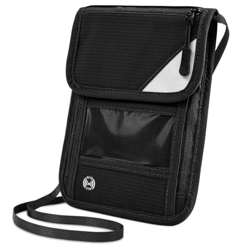 HEGCOIIE RFID Blocking Neck Wallet, Hidden Passport Holder, Neck Pouch