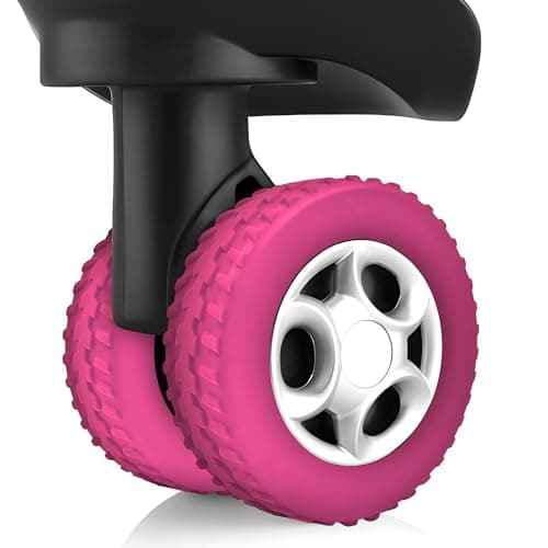 IRAINSUN (8 Pack Silicone Luggage Wheel Covers for 8-Spinner Wheel Suitcases, Mute & Shock Absorption Protector, Wear-Resistant & Noise-Reducing, Perfect for Travel (Luminous Pink)