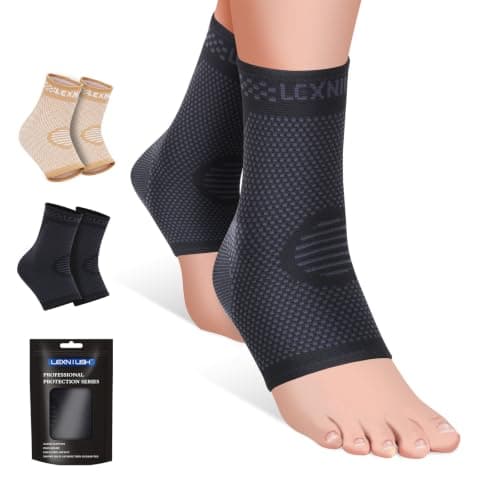 Lexniush 2 Pack Ankle Support for Sprained Ankle, Plantar Fasciitis Relief Achilles Tendonitis Support, Ankle Braces for Men & Women, Ankle Compression Socks Support for Ligament Damage, Sports