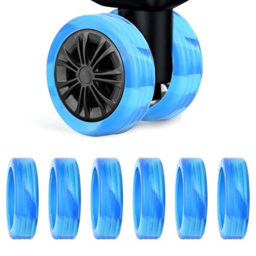 8pcs Luggage Wheel Covers, Portable Silicone Luggage Wheel Protector Covers Noise-Proof Luggage Spinner Wheel Covers for Most 8 Caster Luggage (Blue + Light Blue)