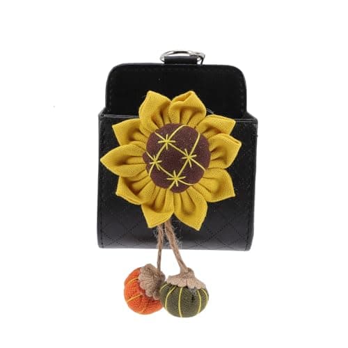 TEHAUX Car Air Vent Organizer Storage Bag with Pocket, Yellow Leather
