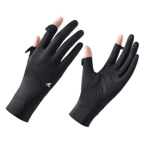 Chenflying UV Sun Protection Gloves Women Touchscreen Non Slip Driving Gloves, Full Finger Ice Silk Thin Gloves for Travel Golfing Running (black, One Size)