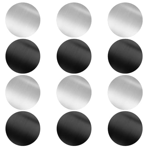 12 Packs Thin Metal Plates for Magnetic Phone Holder,Replacement Mount Plate with Strong Adhesive,Universal Round Mental Plate for Dashboard,Air Vent & All Mounts,Secure Grip for Smartphone & GPS
