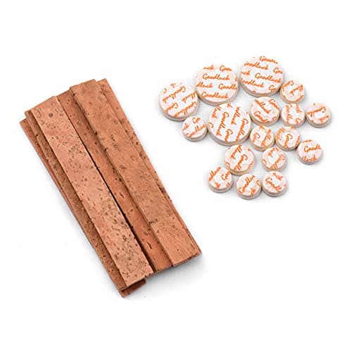 Clarinet Cork Replacement Kit 10Pcs Neck Joint Corks and 17Pcs Pads with a Velvet Storage Bag for Bb Clarinet (Beige & Yellow)