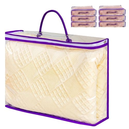 ZMShenMa 6 Pcs (16 * 12 * 4 inches) Zippered Plastic Storage Bags, Wardrobe Linen Sweater And Other Clothing Storage Bags. (Purple)