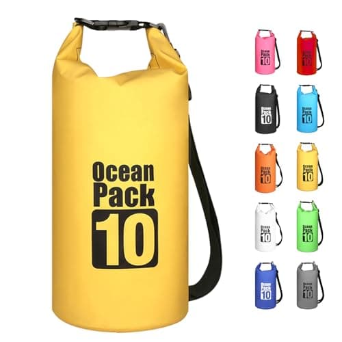 MORAINJAY 10L Yellow Dry Bag,Waterproof Bag with Single Adjustable Shoulder Strap,Middle Capacity Dry Sack 2L 5L 10L 15L 20L 30L for Outdoor Camping,Rafting,Swimming,Boating,Surfing