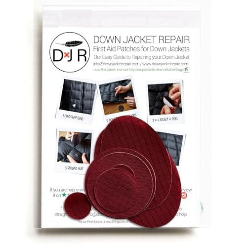 Self‑Adhesive Ripstop Nylon Repair Patch Kit – 30‑Second Fix for Tents, Jackets, Sleeping Bags, Backpacks & Beach Gear – Festival, Camping & Vanlife Essential – 7 Pre‑Cut Patches (Burgundy)