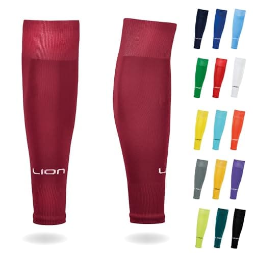 LION SPORTSWEAR Kids/Youth Football Sock Sleeves To Accompany Grip Socks - Fits Over Calf/Shin Pads - Variety Of Colors To Match Your Team Kit (Burgundy)