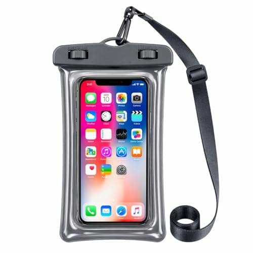 Floating Waterproof Phone Pouch IPX8, Universal Dry Bag Case for iPhone & Android, Beach Swimming Kayaking Phone Protector – Black