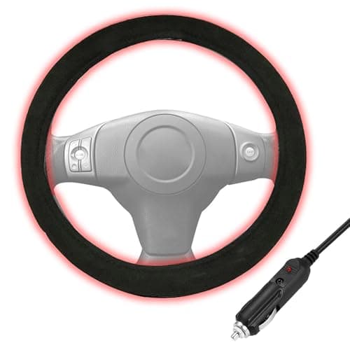 Steering Wheel Warmer 12v Cordless Anti-Slip Heated PU Leather