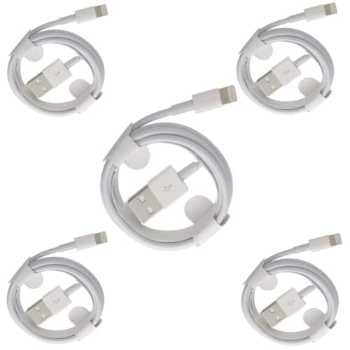 Khudadad iPhone Charge Cable 1m Long, 5 Pack USB A to iphone Cord for Fast Charging Stations Compatible with iPhone 12 11 Pro Max Xs 8 7 6 5 Plus
