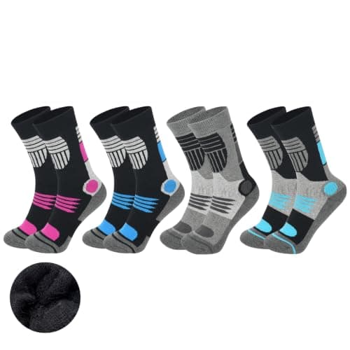 DiULi 4 Pack Thermal Ski Socks for Women Winter Warm Thick Knee High Socks