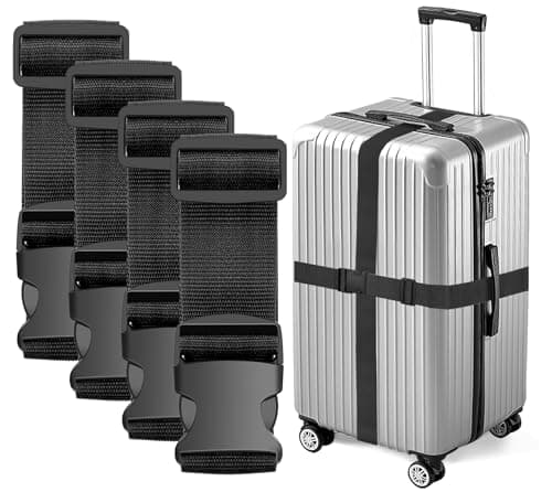 Ninmaofly 4 Pcs Luggage Straps for Suitcases, Adjustable Suitcase Straps