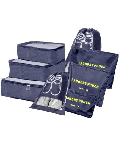 BillyBath Suitcase Organiser Travel Garment Bags, 8-in-1 Case Organiser Set, Packing Cubes, Suitcase Organiser, Packing Bags, Travel Luggage, for Clothes, Shoes, Underwear, Cosmetics