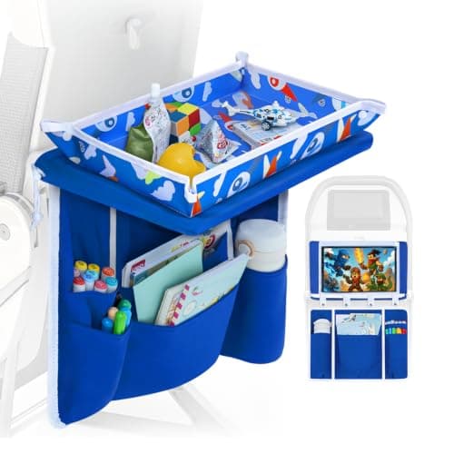 Airplane Tray Table Cover with Pocket Organizer & Tablet Pocket, Kids 1-5