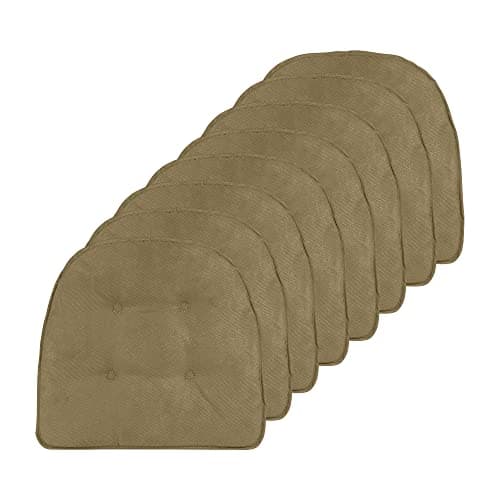 Klear Vu Omega Non-Slip Chair Cushions, Assembled in USA, U-Shaped Skid-Proof Seat Pads for Dining Room, Kitchen, Office, 15"x16" 8 Pack Leather Taupe 8 Count