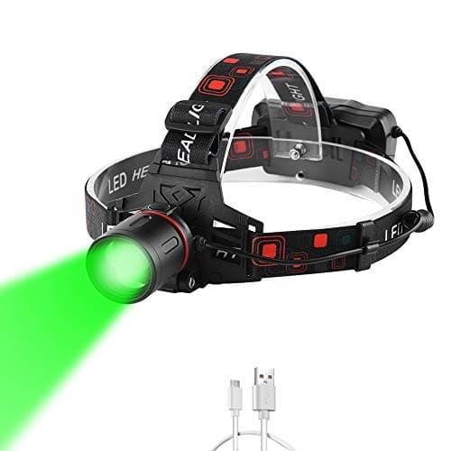 WESLITE Green Light Head Torch for Night Vision, Ultra Bright Green Headlamp LED Hunting Headlight Zoomable Green Head Light for Hunting Fishing Camping (White & Green Light)