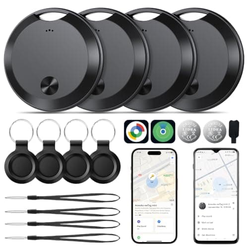 Air Tracker Tags Bluetooth Item Finder-4Pack,Compatible with Android(Find Hub) & iOS(Find My), Replaceable Battery, IP67 Waterproof, Suitable for Luggage, Bags, Wallets, Backpacks, Keys Tracking Tag