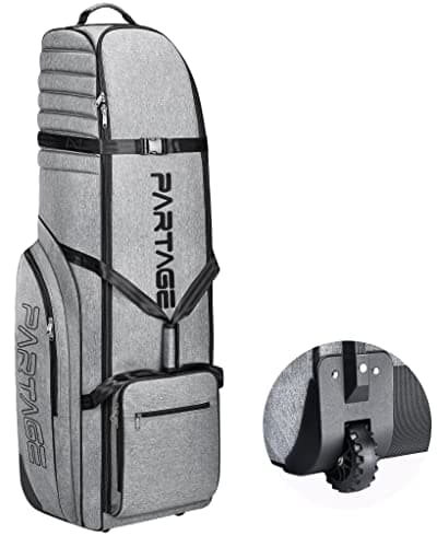 Golf Travel Bag with Wheels - Heavy Duty 900D Oxford Travel Golf Bag, Travel Cover Lightweight & Easy to Maneuver, with Shoes & Accessories Compartment (Grey)