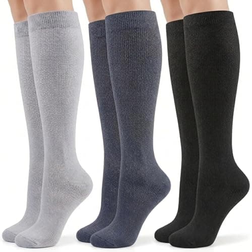 CAMBIVO Compression Socks for Men & Women, 8-15 mmHg Flight Socks, 3 Pairs