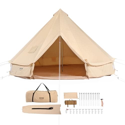 VEVOR Canvas Bell Tent, 4 Seasons 4 m/13.12 ft Yurt, Canvas for Camping with Stove Jack, Family Camping Outdoor Hunting Party
