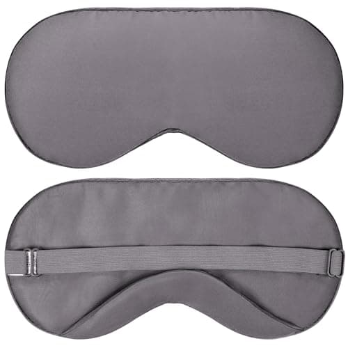 Vegan Silk - Sleep Mask - Dark Gray, 100% Viscose Derived from Bamboo - Lightweight Eye Mask with Adjustable Strap - Blackout Sleeping Blindfold for Women & Men - Comfortable Light Blocking Eye Cover