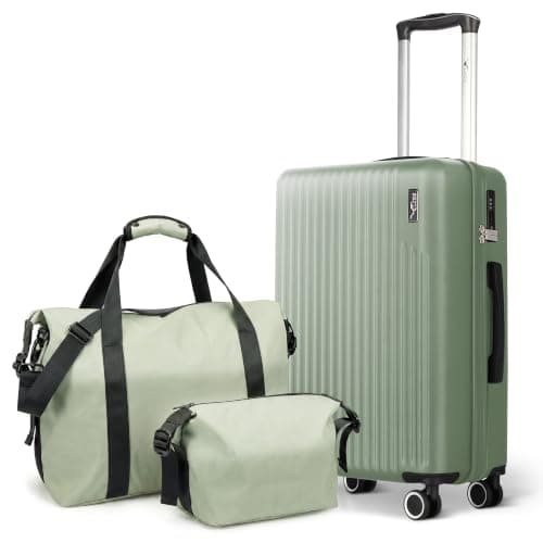 LUGG Vacay 3-Piece Travel Set – 55x35x23cm Hard Shell Cabin Suitcase, Travel Duffle Bag & Toiletry Bag, ABS Luggage with TSA Lock, 360° Spinner Wheels, Waterproof Holdall for Airline & Weekend Travel