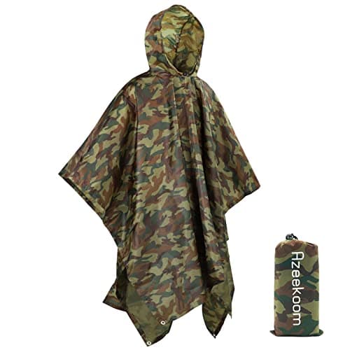 Azeekoom Rain Jacket Rain Poncho, Raincoat Waterproof Unisex Camping Tent Camping Blanket 3-in-1 Multifunctional Rain Cape for Outdoor Picnic Trekking Camping Fishing Hunting Trip(Camouflage)
