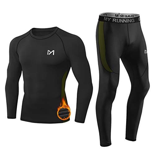 MEETYOO Men’s Thermal Underwear Set, Wicking Long Johns Quick Dry Base Layer Sport Compression Suit for Workout Skiing Running Hiking Black