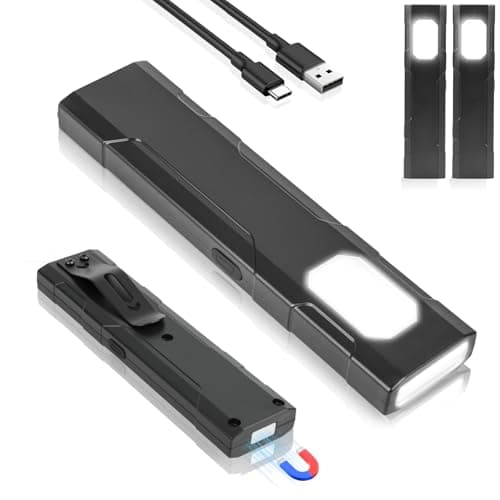 HOTUT Flat EDC Torch, 2 PCS Compact Pocket Flashlight with Clip and Magnetic Base, USB-C Rechargeable, IP45 Waterproof & Drop-Resistant, LED Torch for Hiking, Workshop, Repair