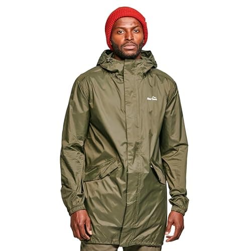 Peter Storm Men’s Parka In A Pack with Adjustable Hood, Waterproof, Breathable, Lightweight & Packable Raincoat, (UK, Alpha, L, Regular, Regular, Khaki)
