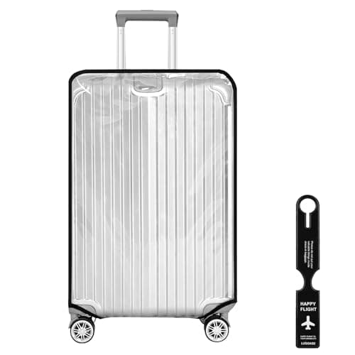 Gweichunon Clear Suitcase Cover 28 inch, Waterproof PVC 28 inch Suitcase Covers Protectors Luggage Cover, Transparent Luggage Protector with Tag, Anti-Scratch Protector for Wheeled Suitcases