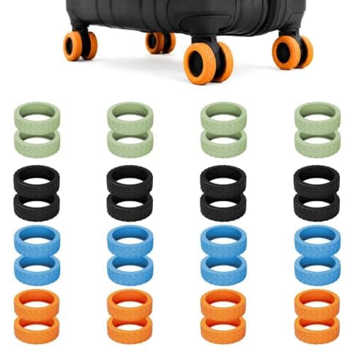 iohsxae 32‑Pack Silicone Luggage Wheel Covers, Multi‑Color Protectors for 50‑65mm Double Wheels