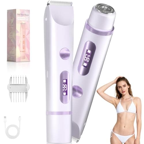 Fanovae Bikini Trimmer Women, Lady Shaver for Women, USB-C Rechargeable Electric Razor, Waterproof Bikini Line Trimmer for Underarms, Legs, Face & Sensitive Areas (Lavender LED)