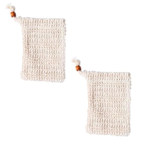 2 Pcs Sisal Soap Bag,Natural Organic Soap Bags for Shower and Foaming,Exfoliating Mesh Soap Saver Pouch with Drawstring,Convenient to Carry Soap Pouch,for Shower,Drying,Foaming Soaps,Exfoliation