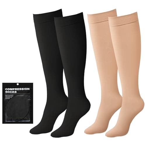 Evolyline 2 Pairs Medical Compression Socks for Women & Men 20-30 mmHg