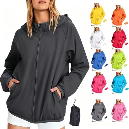Anbiryeik Packable Waterproof Jacket Women Lightweight Breathable Raincoat with Pockets Windproof Softshell Outdoor Rain Jacket Functional Outwear for Walking Hiking Travel Running Cycling Black M