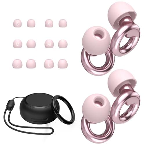 JUSTRVN Ear Plugs for Sleeping,2 Pairs of Stylish Reusable Noise Reduction Earplugs with 8 Pairs Tips & case,Hearing Protection Earplugs for Concert,Travel,Work,Live Events - 25dB-30dB