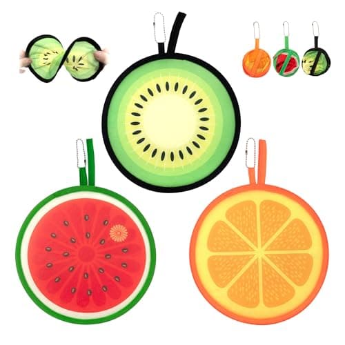 Desenda 3 PCS Round Foldable Hand Fans, Fruit Style Handheld Folding Fan Portable Cooling Fans for Summer Events, Outdoor Travel, Festival Party Decorations, Game Favors