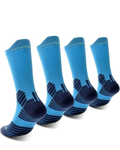CAMBIVO 2 Pairs Compression Running Socks for Men and Women, Moisture Wicking Athletic Crew Socks with Arch Support, Cushioned Sole & 10-15 mmHg Support for Running, Jogging, Marathon Training